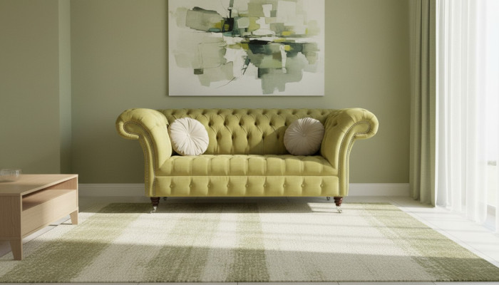 Sofa 2Sitzer Couch Polster Sofas Chesterfield Wohnzimmer Design Textil Stoff Neu