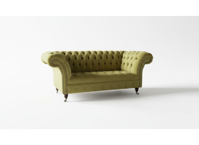Sofa 2Sitzer Couch Polster Sofas Chesterfield Wohnzimmer Design Textil Stoff Neu