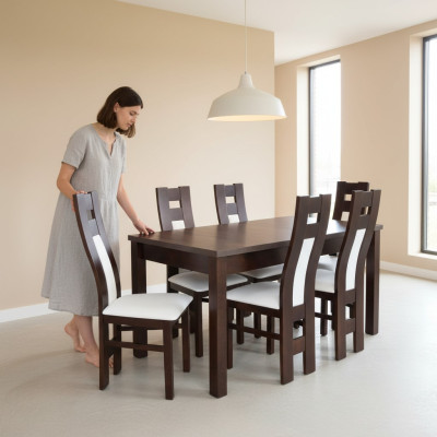 Komplett Set Esstisch 6x Stühle Esszimmer Ess Gruppe Holz Tische 7tlg Echtholz
