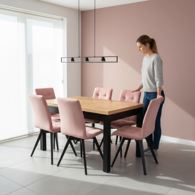 Luxus Esszimmer Gruppe Garnitur Design 7tlg.Tisch + 6 Stühle Lehnstühle Möbel