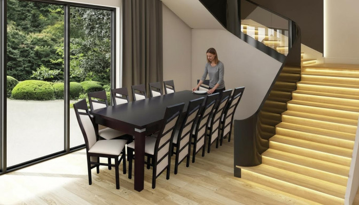 Komplett Set Esstisch Stuhl 12x Stühle Esszimmer Ess Gruppe Holz Tische 13tlg