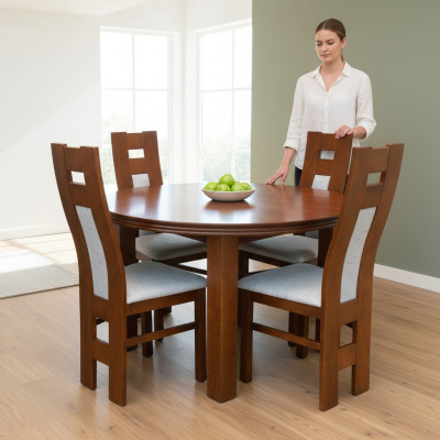 Komplett Set Esstisch Esszimmer 4x Stühle Set Ess Gruppe Holz Tisch Tische 5tlg