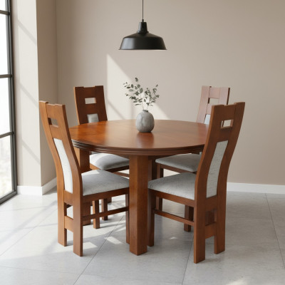 Komplett Set Esstisch Esszimmer 4x Stühle Set Ess Gruppe Holz Tisch Tische 5tlg