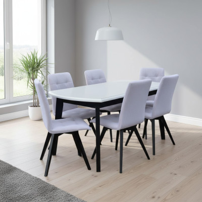 Komplett Set Esstisch + 6 Stühle Esszimmer Set Ess Gruppe Holz Tisch Tische Neu