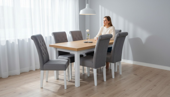 Lehnstuhl Esstisch mit 6 Stühlen Essgarnitur Esszimmer Tischgruppe Garnitur 7tlg