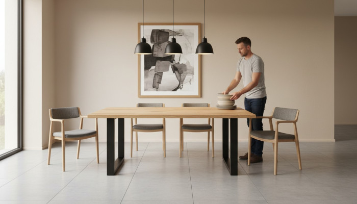 Tisch Esstisch Holztisch Konferenztisch Holz Tische Beige Echtes Holz Möbel S7
