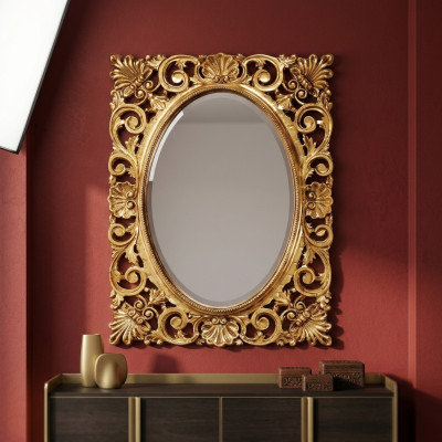 Spiegel Holzrahmen Wandspiegel klassischer Design Barock Rokoko Holz Rahmen xxl