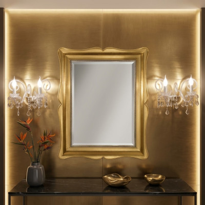 Spiegel Möbel Barock Klassischer Wandspiegel Holz 85x105 Glas Rahmen Wand Gold