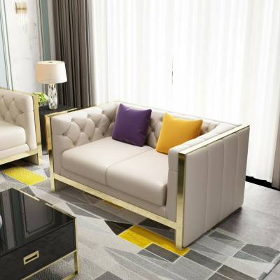 Sofa 2 Sitzer Ledersofa Couch Wohnlandschaft Garnitur Design Modern
