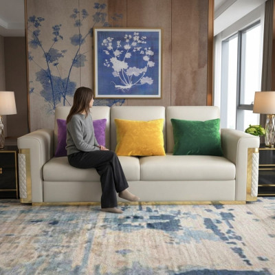 Design Polster Luxus Sitz Sofa Couch Textil Sofa 3 Sitzer Kunstleder Dreisitzer !