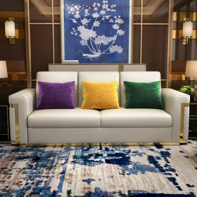 Design Polster Luxus Sitz Sofa Couch Textil Sofa 3 Sitzer Kunstleder Dreisitzer !