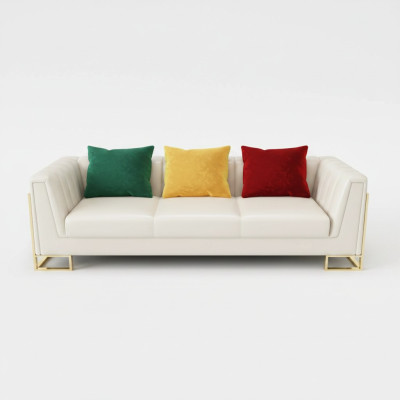 Sofa 3 Sitzer Leder Sofas Couch Polster Garnitur Deko Sofagarnitur Moderne
