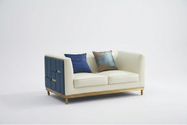 Sofa Couch Design Polster Modern Grau Kunstleder Sofas 2 Sitzer Zweisitzer