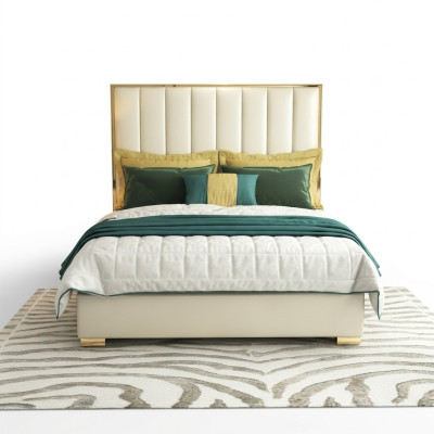 Klassisches Schlafzimmer Bett Weiß Textil Betten Leder Polster Doppel