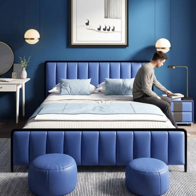 Design Doppelbett Lederbett Betten Bett Leder Schlafzimmer Polster Ehe 180x200