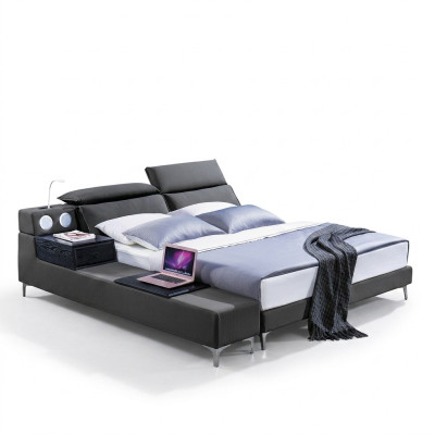 Design Doppelbett Lederbett Betten Bett Polster Leder Schlafzimmer Ehe 180x200.
