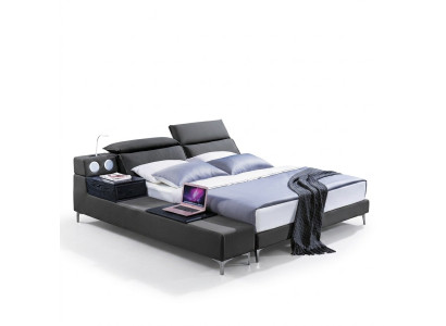 Design Doppelbett Lederbett Betten Bett Polster Leder Schlafzimmer Ehe 180x200.