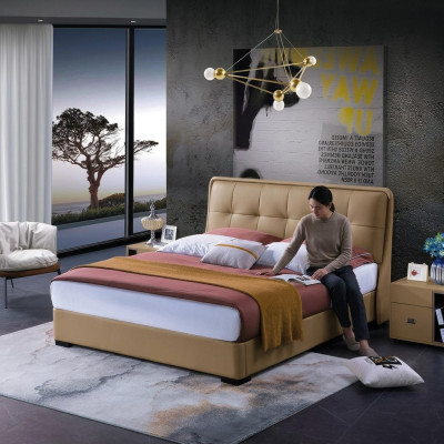 Klassisches Schlafzimmer Bett Weiß Textil Betten Leder Polster Doppel 180x200cm