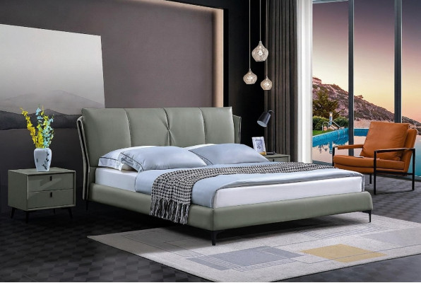 Bett Leder 2x Nachttisch 3 tlg. Schlafzimmer Set Möbel Modern Luxus Betten Neu