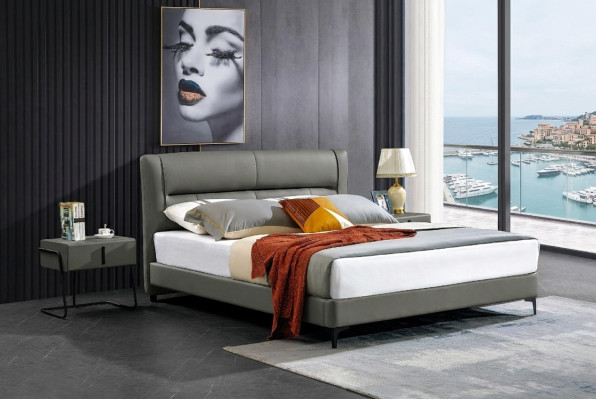 Doppelbett Lederbett Betten Designer Bett Kunstleder Polster Schlafzimmer Neu