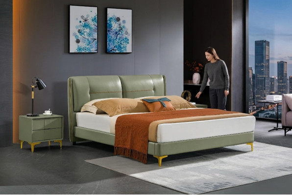 Designer Polsterbett Bett Betten Stoff Holz Deko Luxus Doppelbett Ehebett