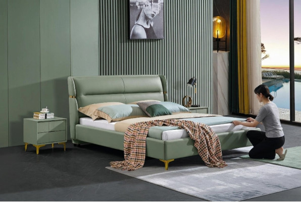 Bett Polster Design Luxus Doppel Deko Hotel Betten Ehe Schlaf Zimmer Leder