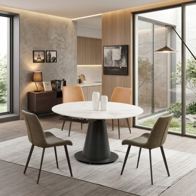 Runder Tisch Edelstahl Marmor Imitat Stein Esstisch Esszimmer Tische