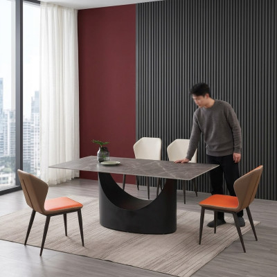 Hochwertiger Tisch Luxus Tische Esszimmer Möbel Säulen Fuß Stein Optik