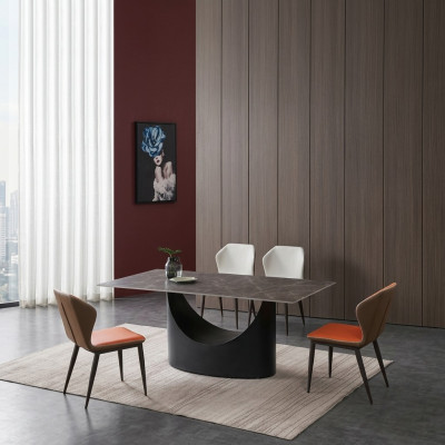 Hochwertiger Tisch Luxus Tische Esszimmer Möbel Säulen Fuß Stein Optik