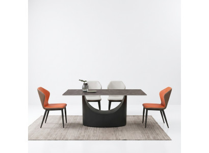 Hochwertiger Tisch Luxus Tische Esszimmer Möbel Säulen Fuß Stein Optik