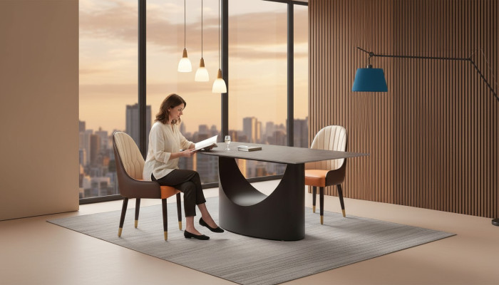Luxus Tisch Esstisch Säulen Fuß Marmor Optik Esszimmer Möbel
