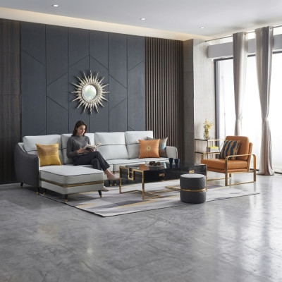 Wohnlandschaft Ecksofa L Form Deko Sessel Set Garnitur Modern Sofa Leder