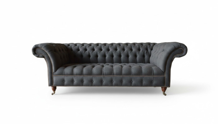 Chesterfield 3 Sitz Textil Dunkelgrau Modern Design Couchen Sofa Möbel Designer