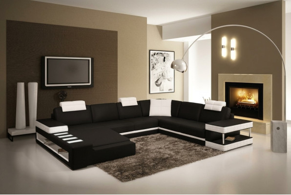 Ledersofa Ecksofa Wohnlandschaft Designer Couch Licht Sofa Polster Hallstadt -S