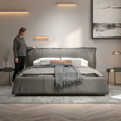 Design Leder Bett Doppel Ehe Modernes Hotel Luxus Schlaf Zimmer Betten