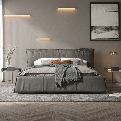 Design Leder Bett Doppel Ehe Modernes Hotel Luxus Schlaf Zimmer Betten