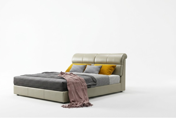 Luxus Bett Schlafzimmer Leder Polster Doppel Betten Holz Design 180x200cm Neu