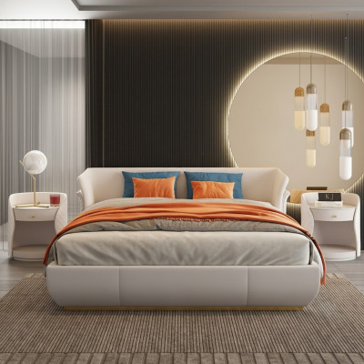 Designer Bett Doppel Betten Modernes Hotel Leder Doppelbett 180x200cm