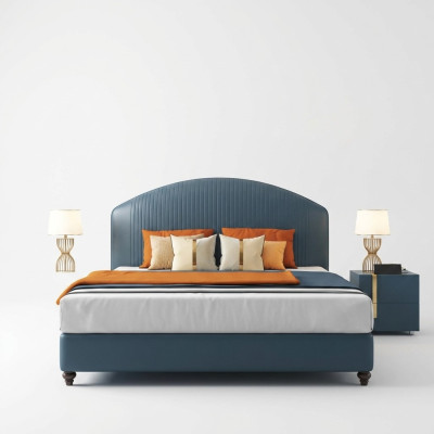 Bett Polster Design Luxus Metall Doppel Betten Ehe Schlaf Zimmer Blau