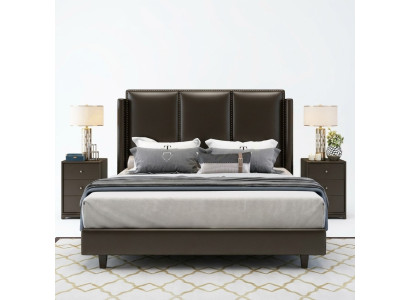 Modern Style Bett Doppelbett Schlafzimmer Leder Polster Textil Doppelbetten