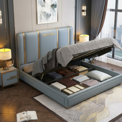 Bett Polster Design Luxus Metall Betten Doppel Ehe Schlaf Zimmer Leder