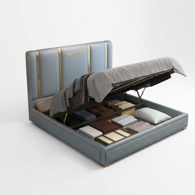Bett Polster Design Luxus Metall Betten Doppel Ehe Schlaf Zimmer Leder