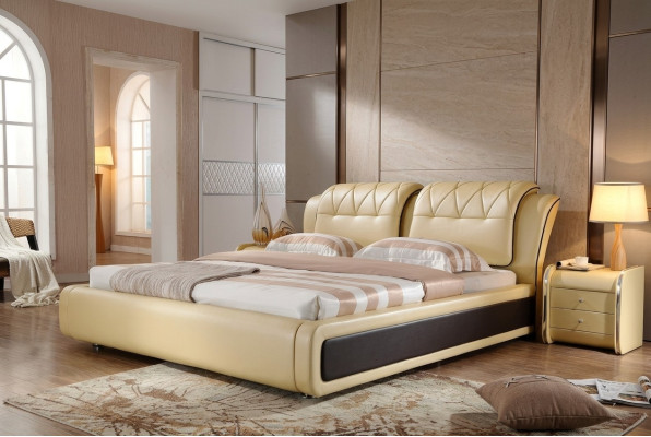 Luxus Schlafzimmer Bett Polster Design Doppel Hotel Betten Lederbett