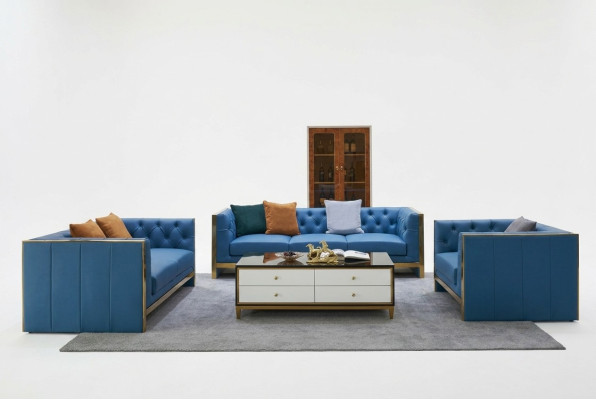 Komplette Chesterfield Set Sofagarnitur 3 2 1 Sitz Couchtisch Designer 4tlg