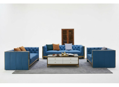 Komplette Chesterfield Set Sofagarnitur 3 2 1 Sitz Couchtisch Designer 4tlg