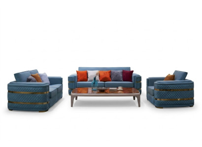 Klassische Sofa Polster 3+2+1 Sitzer Couchen Leder Sitz Garnitur Wohnzimmer