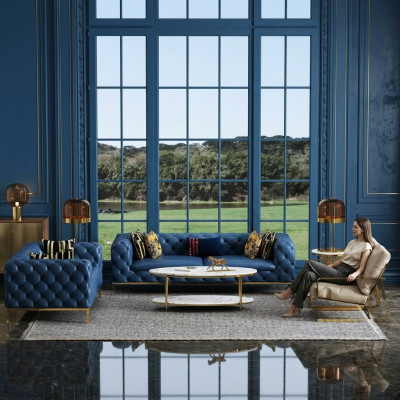 Komplett Set Sofagarnitur 3 2 1 1 Sitzer Luxus Designer 4tlg. Ledersofa