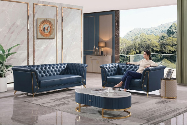 Luxus Chesterfield Sofagarnitur 3+2 Sitzer Couchtisch Möbel Couch