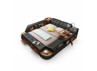 Multifunktion Bett Betten Ehebett Deko Doppelbett Polsterbett Schlafzimmer
