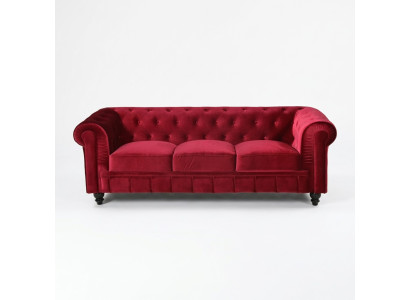 jvmoebel ® - Leder Sofa Couch - Rote Polster Dreisitzer Couch Garnitur 3er Neu
